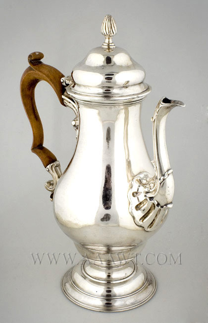 Silver Coffee Pot, James Chalmers
Maryland
Circa 1770, entire view